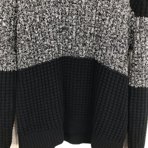 Gap Black Marled Colorblock Chunky Knit Pullover Collared Sweater - Picture 5 of 14